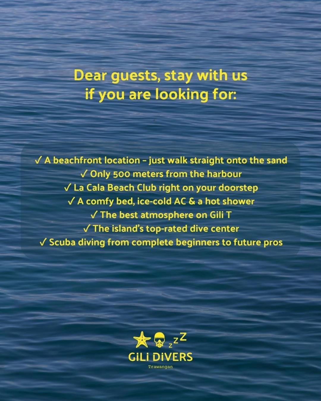Gili Divers Hotel Гили Траванган Экстерьер фото